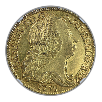 1758 B Brazil Gold 6400R Reis NGC AU58