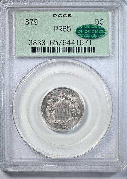 1879 Proof Shield Nickel 5C PCGS PR65 CAC OGH