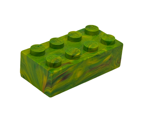 Green & Yellow w/ Red Marbled, 1970's Grangemouth Test 2x4 Brick