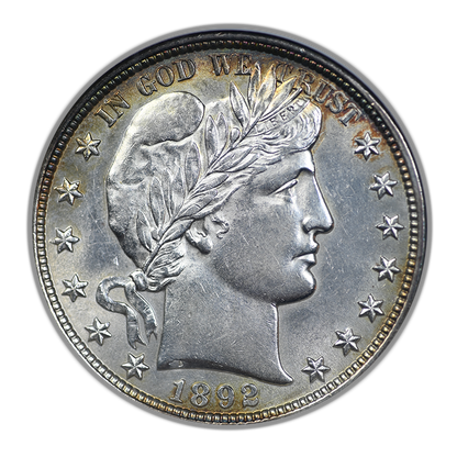 1892 Barber Half Dollar 50C ANACS Soapbox AU58
