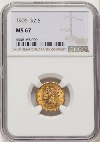 1906 $2.50 Liberty Quarter Eagle NGC MS67 (67642034)