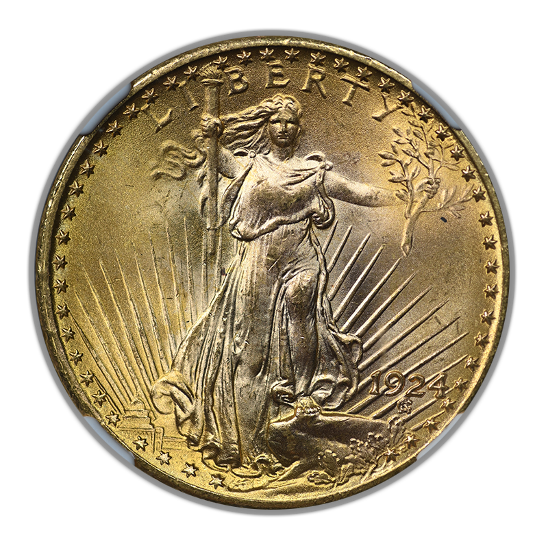 1924 Saint Gaudens Gold Double Eagle $20 NGC MS66+