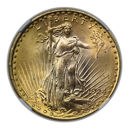 1924 Saint Gaudens Gold Double Eagle $20 NGC MS66+