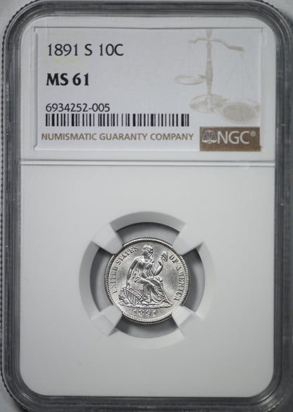 1891-S Liberty Seated Dime 10C NGC MS61