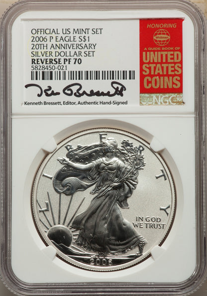 2006 3 Coin 20th Anniversary Silver Eagle Set Kenneth Bressett Red Book Miscellaneous NGC MS70
