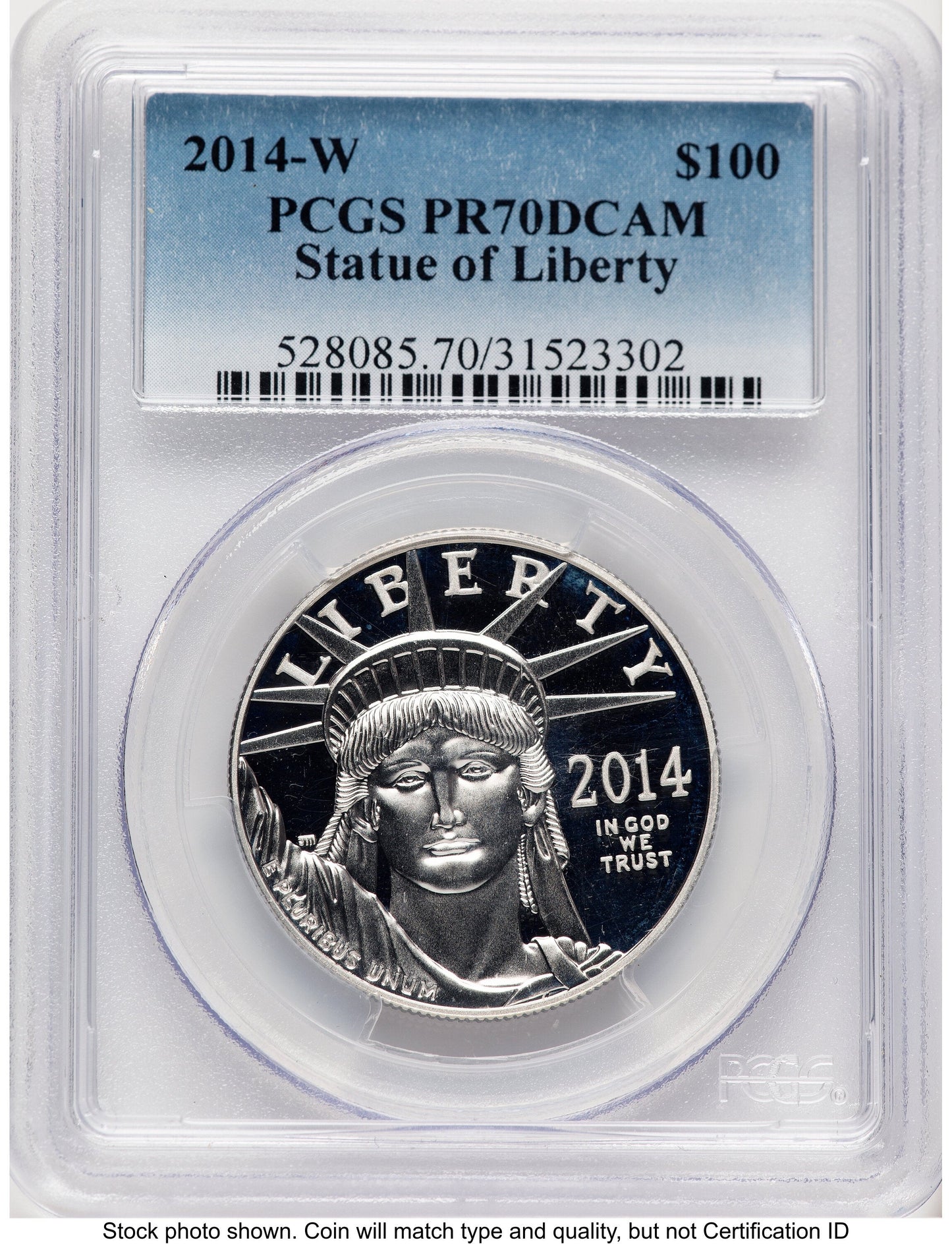 2014-W Proof Platinum Eagle 1 oz Blue Gradient PCGS PR70