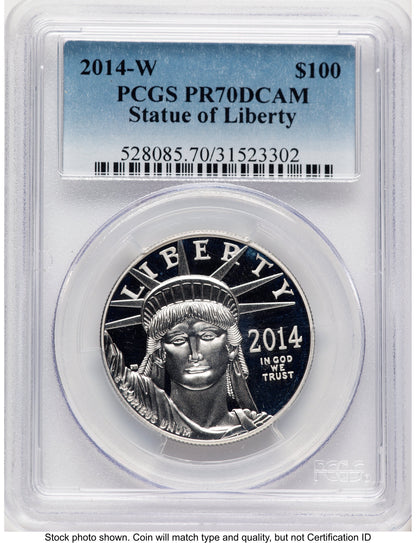2014-W Proof Platinum Eagle 1 oz Blue Gradient PCGS PR70