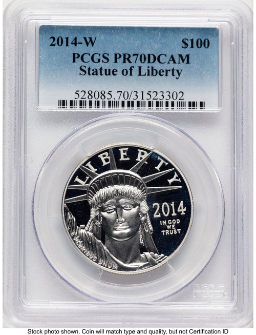 2014-W Proof Platinum Eagle 1 oz Blue Gradient PCGS PR70