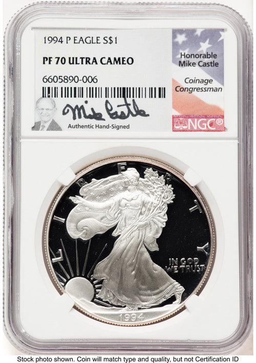 1994-P Proof Silver Eagle 1 oz Mike Castle NGC PF70