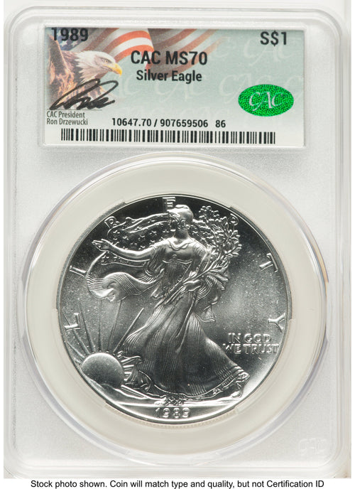 1989 Silver Eagle Ron Drzewucki CACG MS70