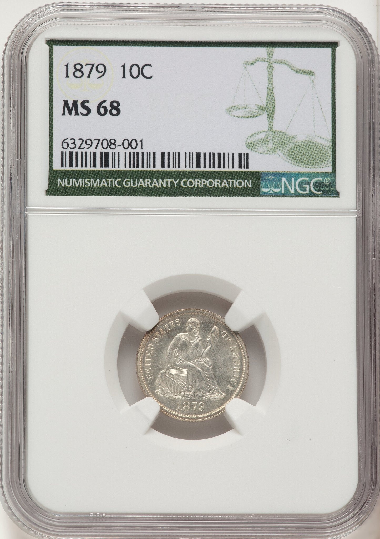 1879 10C Seated Dime NGC MS68