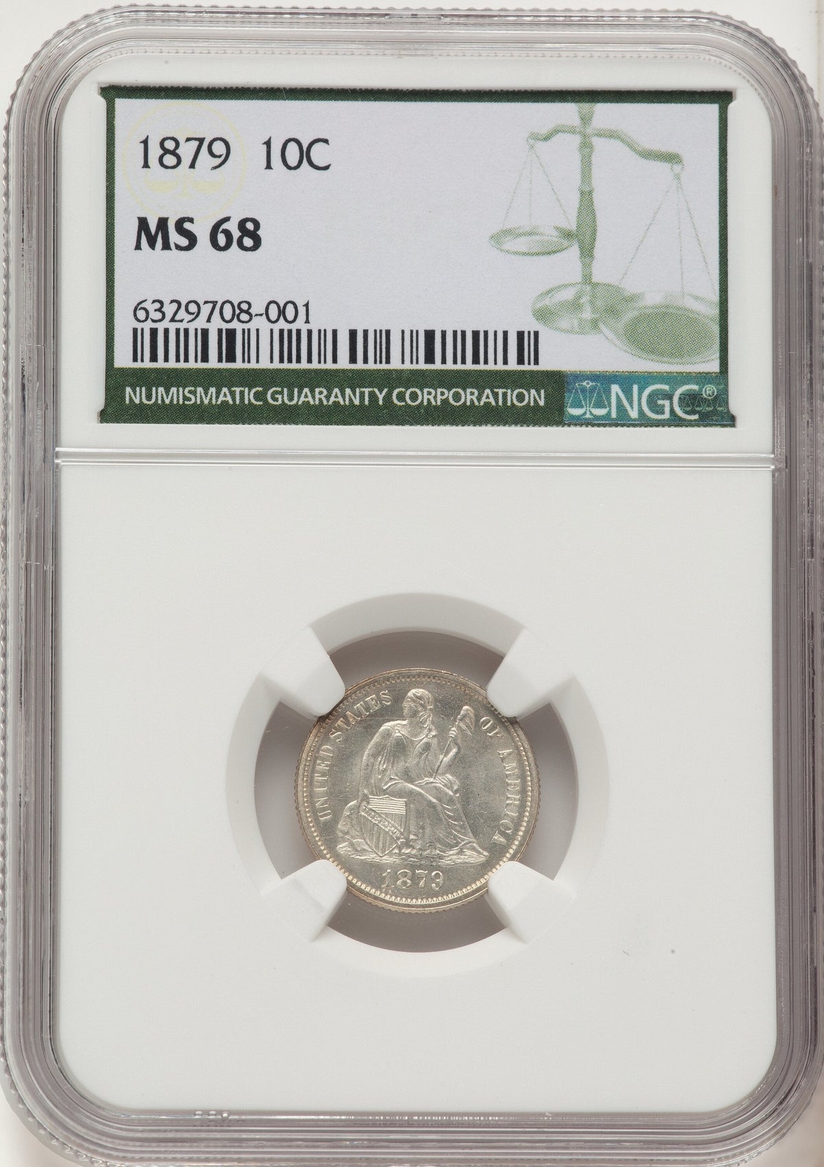 1879 10C Seated Dime NGC MS68