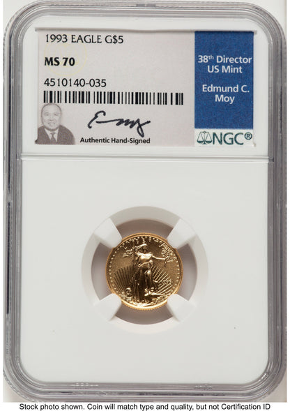 1993 Gold Eagle 1/10 oz NGC MS70 Ed Moy