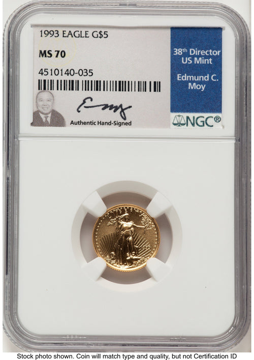 1993 Gold Eagle 1/10 oz NGC MS70 Ed Moy