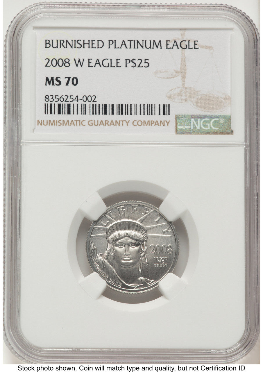 2008-W Burnished Platinum Eagle 1/4 oz Brown Label NGC MS70