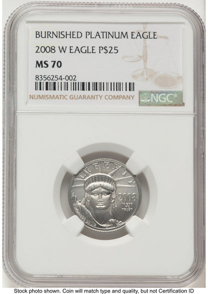 2008-W Burnished Platinum Eagle 1/4 oz Brown Label NGC MS70