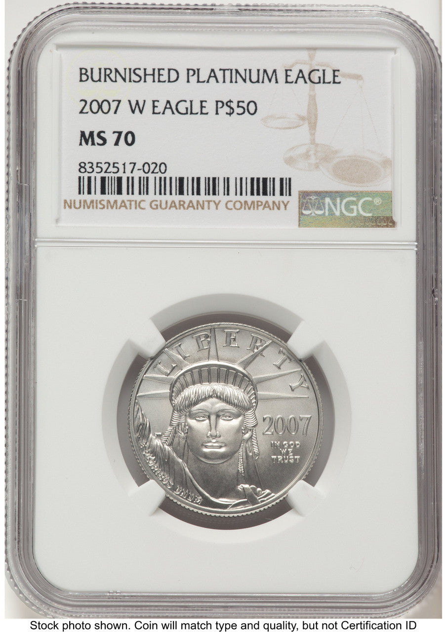 2007-W Burnished Platinum Eagle 1/2 oz Brown Label NGC MS70