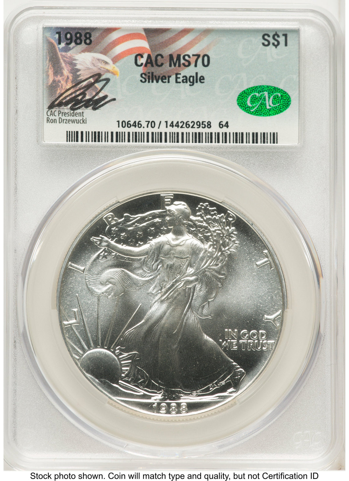 1988 Silver Eagle Ron Drzewucki CACG MS70