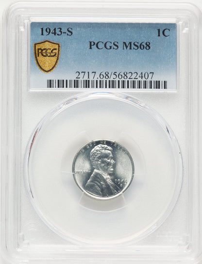 1943-S 1C Lincoln Cent PCGS MS68