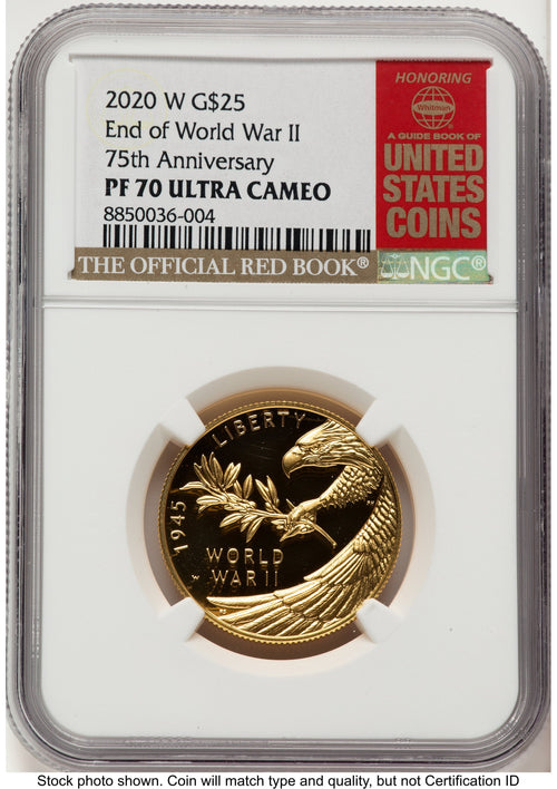 2020-W 1/2 oz Proof Gold End of World War II 75th Anniversary Red Book NGC PF70