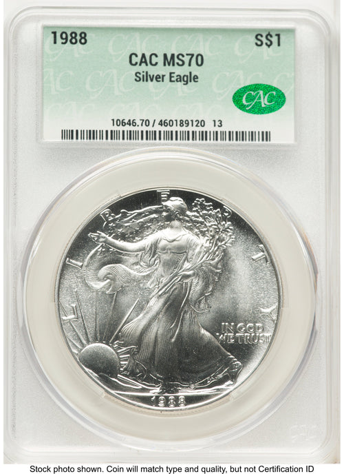 1988 Silver Eagle Non Designation CACG MS70