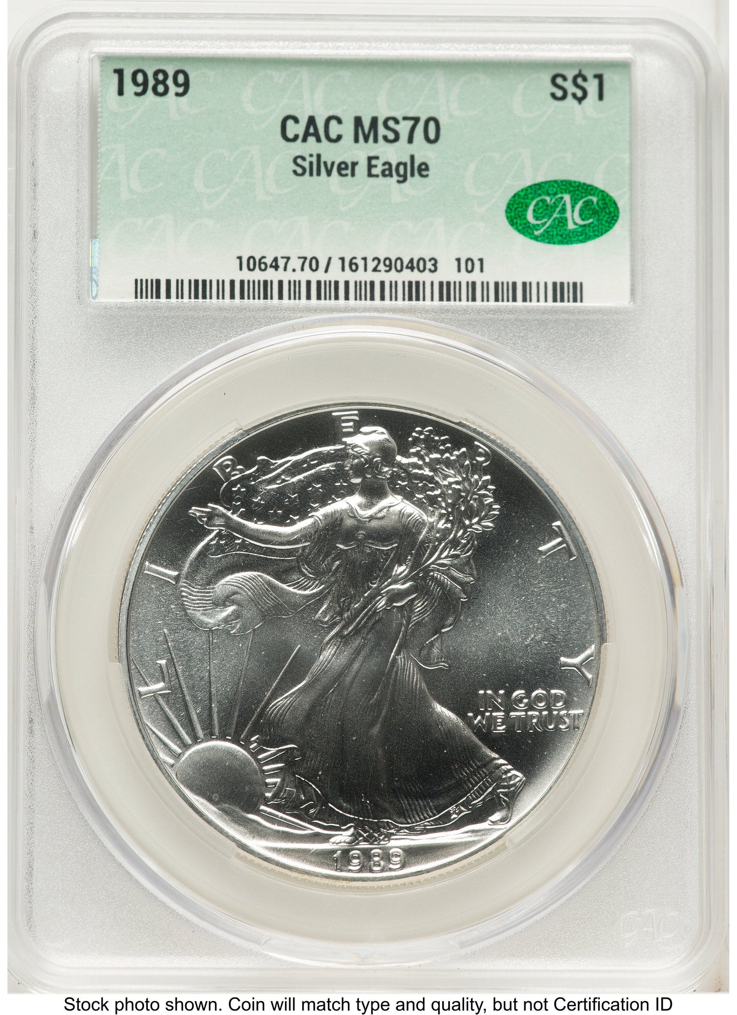 1989 Silver Eagle Non Designation CACG MS70