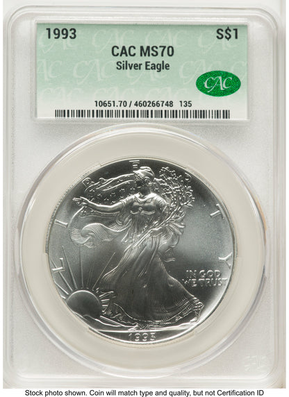 1993 Silver Eagle Non Designation CACG MS70