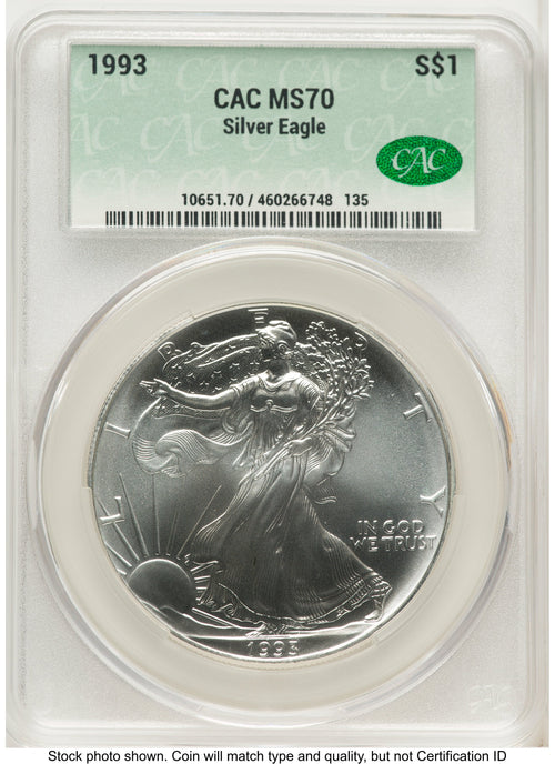 1993 Silver Eagle Non Designation CACG MS70