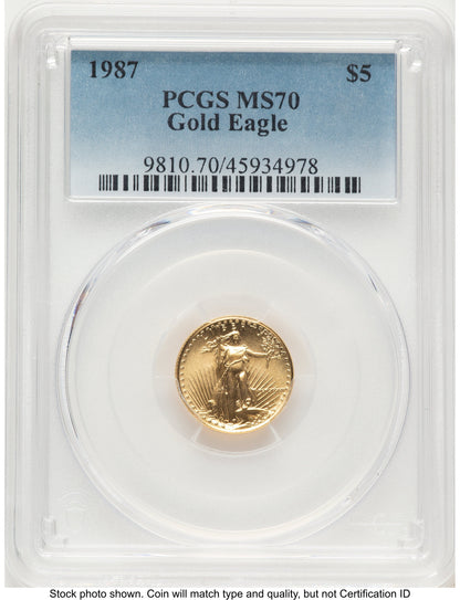 1987 Gold Eagle 1/10 oz Blue Gradient PCGS MS70