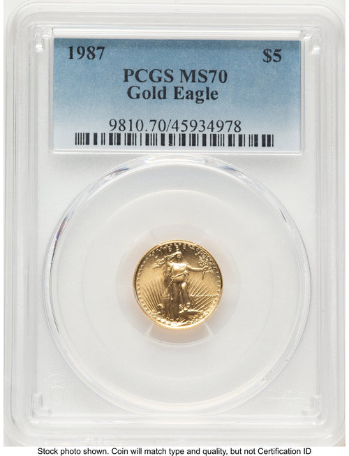 1987 Gold Eagle 1/10 oz Blue Gradient PCGS MS70
