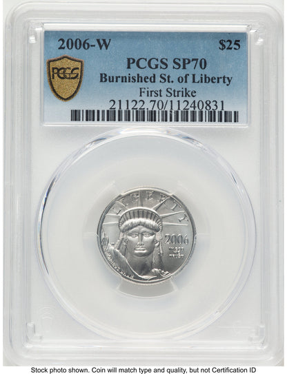 2006-W Burnished Platinum Eagle 1/4 oz FS Blue Gradient PCGS MS70
