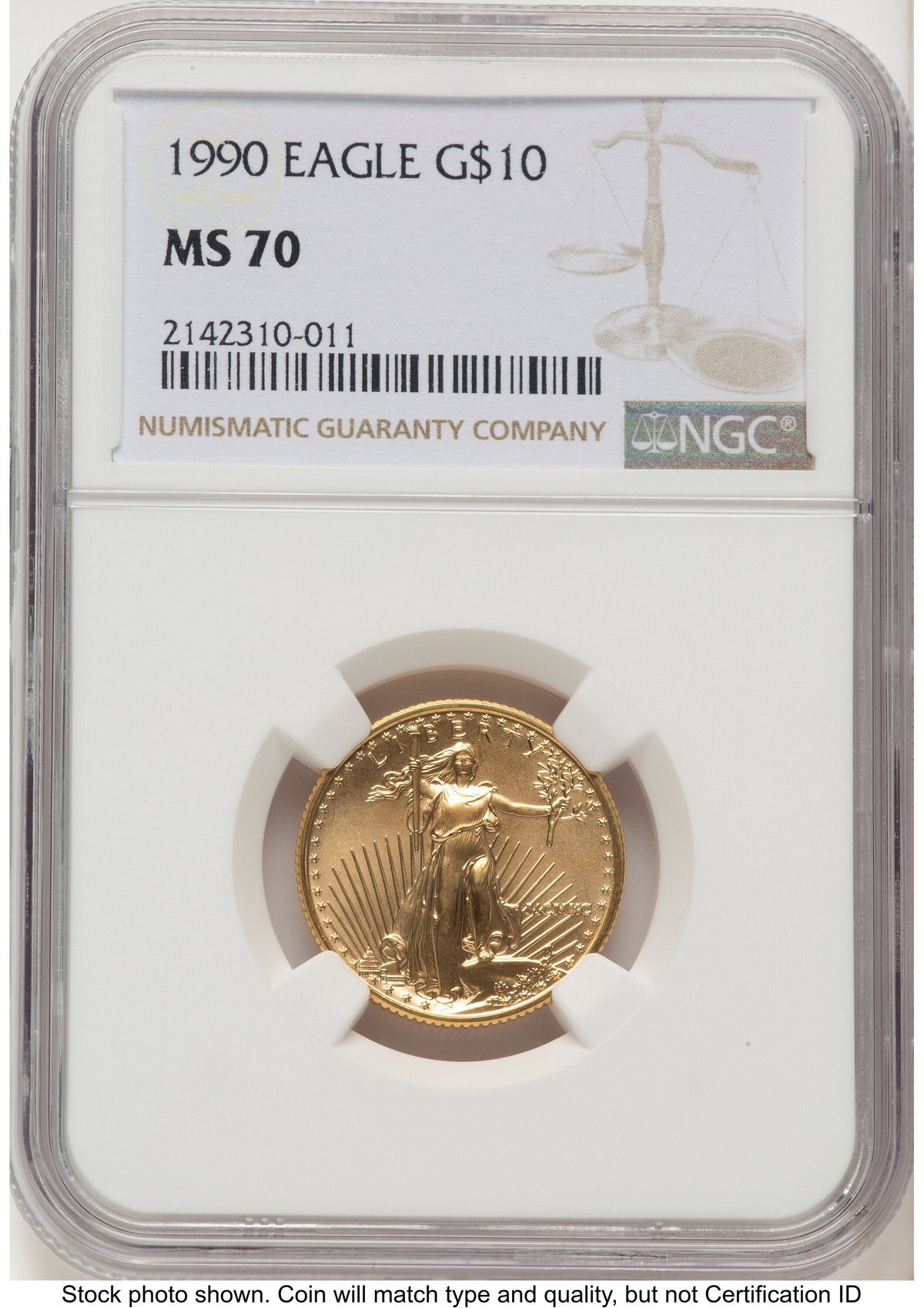 1990 Gold Eagle 1/4 oz Brown Label NGC MS70