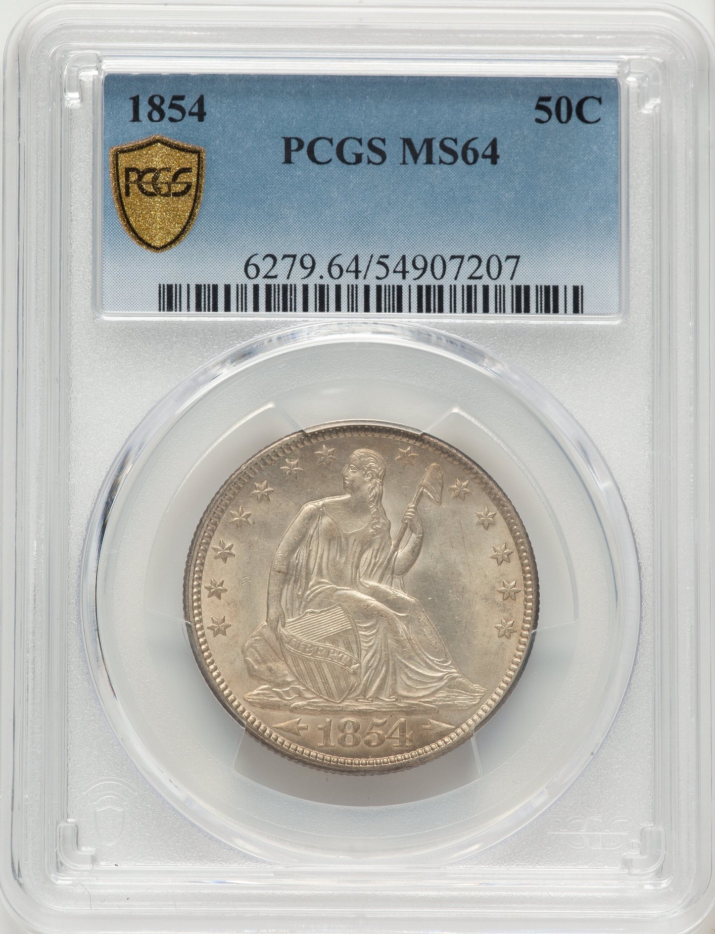 1854 50C Arrows Seated Half Dollar PCGS MS64