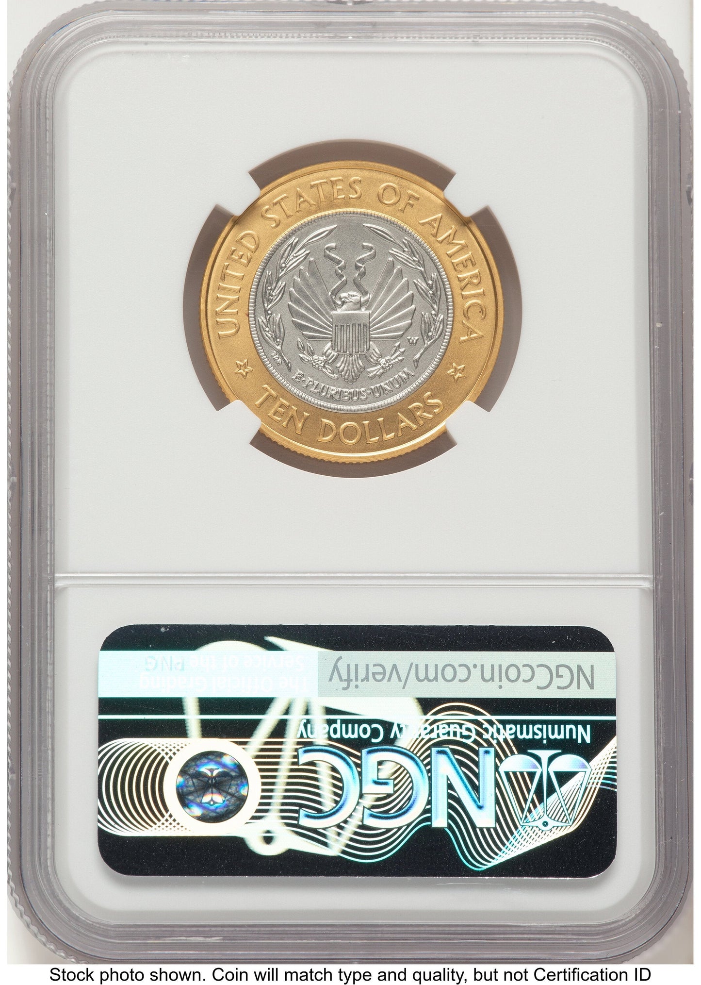 2000-W $10 Library of Congress Bi-Metallic Gold 0.2509 oz and Platinum 0.2509 oz Brown Label Modern Issues NGC MS70
