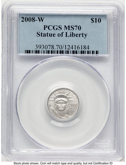 2008-W Burnished Platinum Eagle 1/10 oz Blue Label PCGS MS70