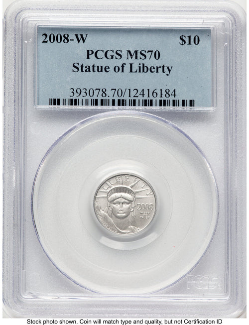 2008-W Burnished Platinum Eagle 1/10 oz Blue Label PCGS MS70