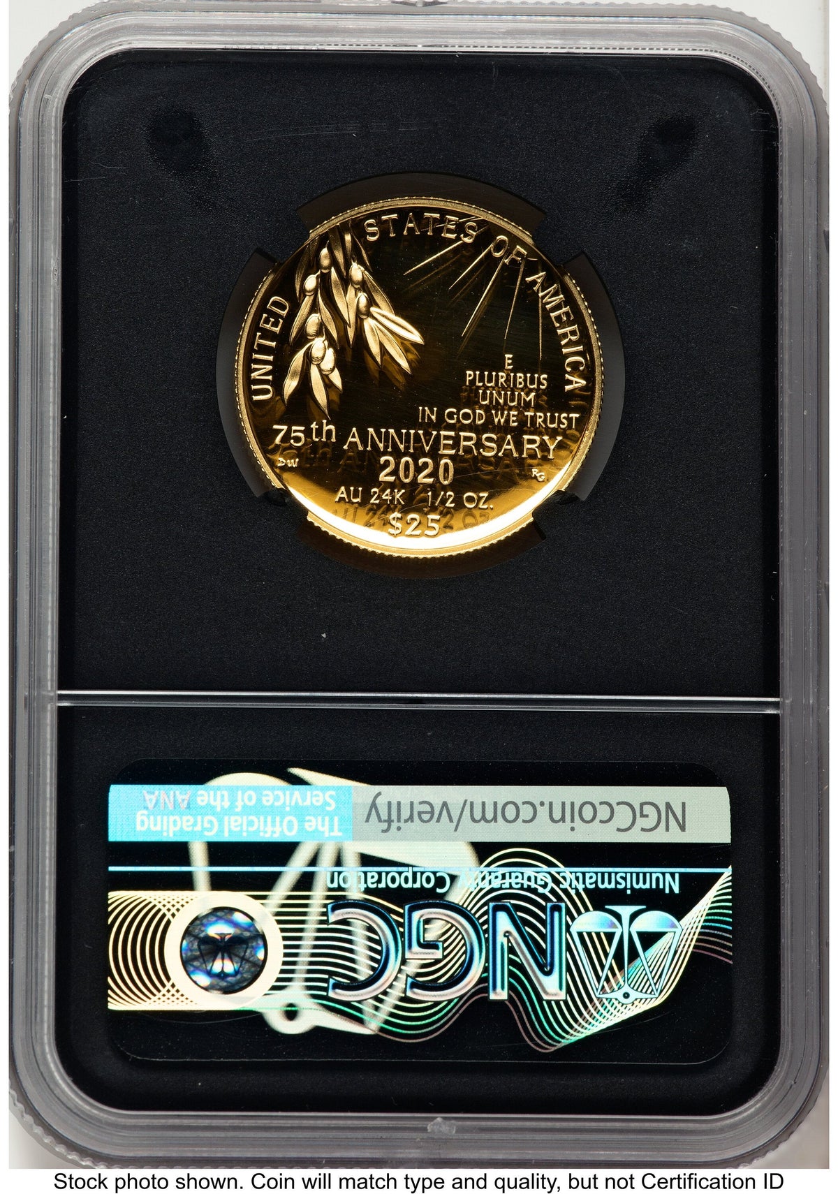 2020-W 1/2 oz Proof Gold End of World War II 75th Anniversary ER V-Day Label Modern Issues NGC MS70