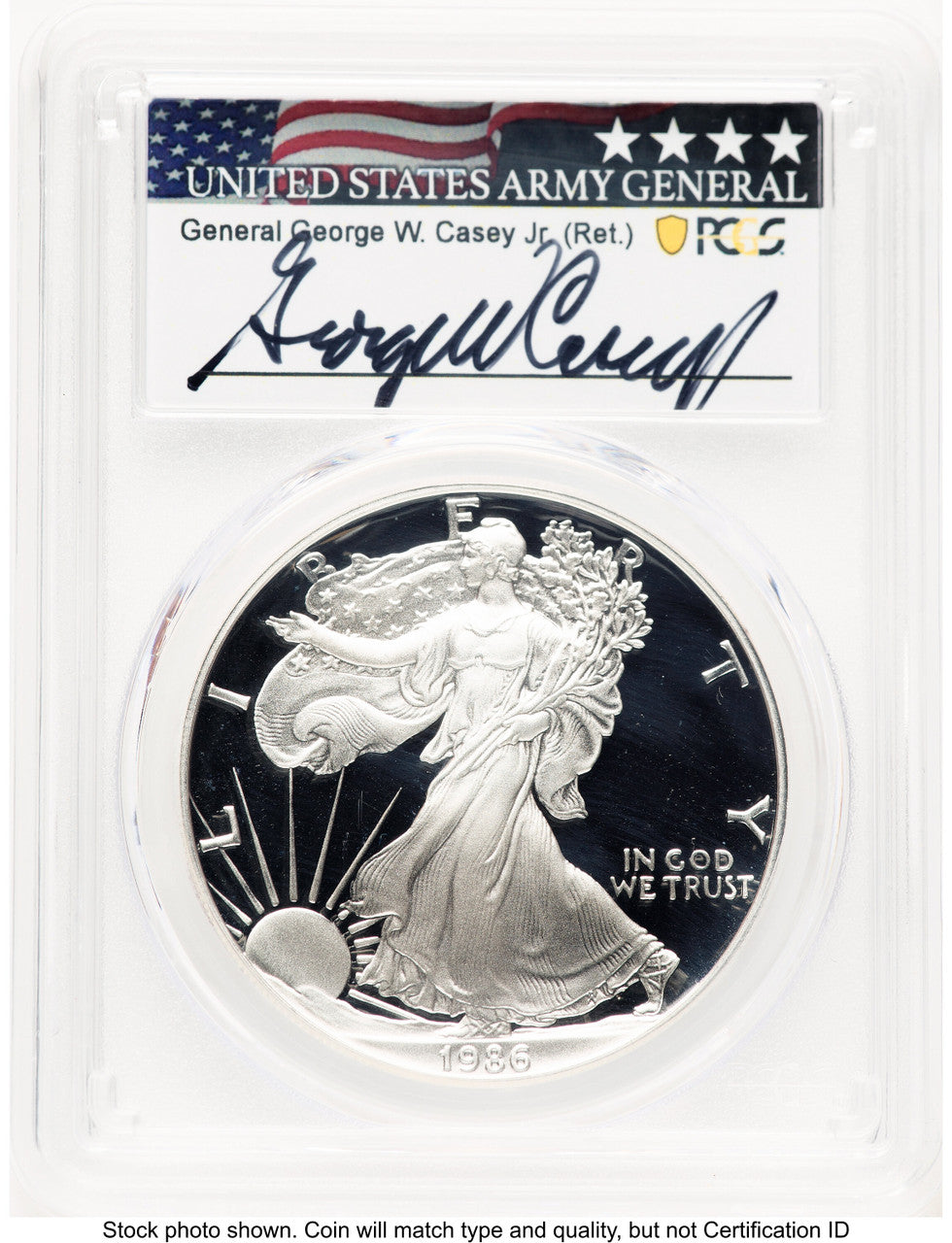 1986-S Proof Silver Eagle 1 oz George Casey PCGS PR70