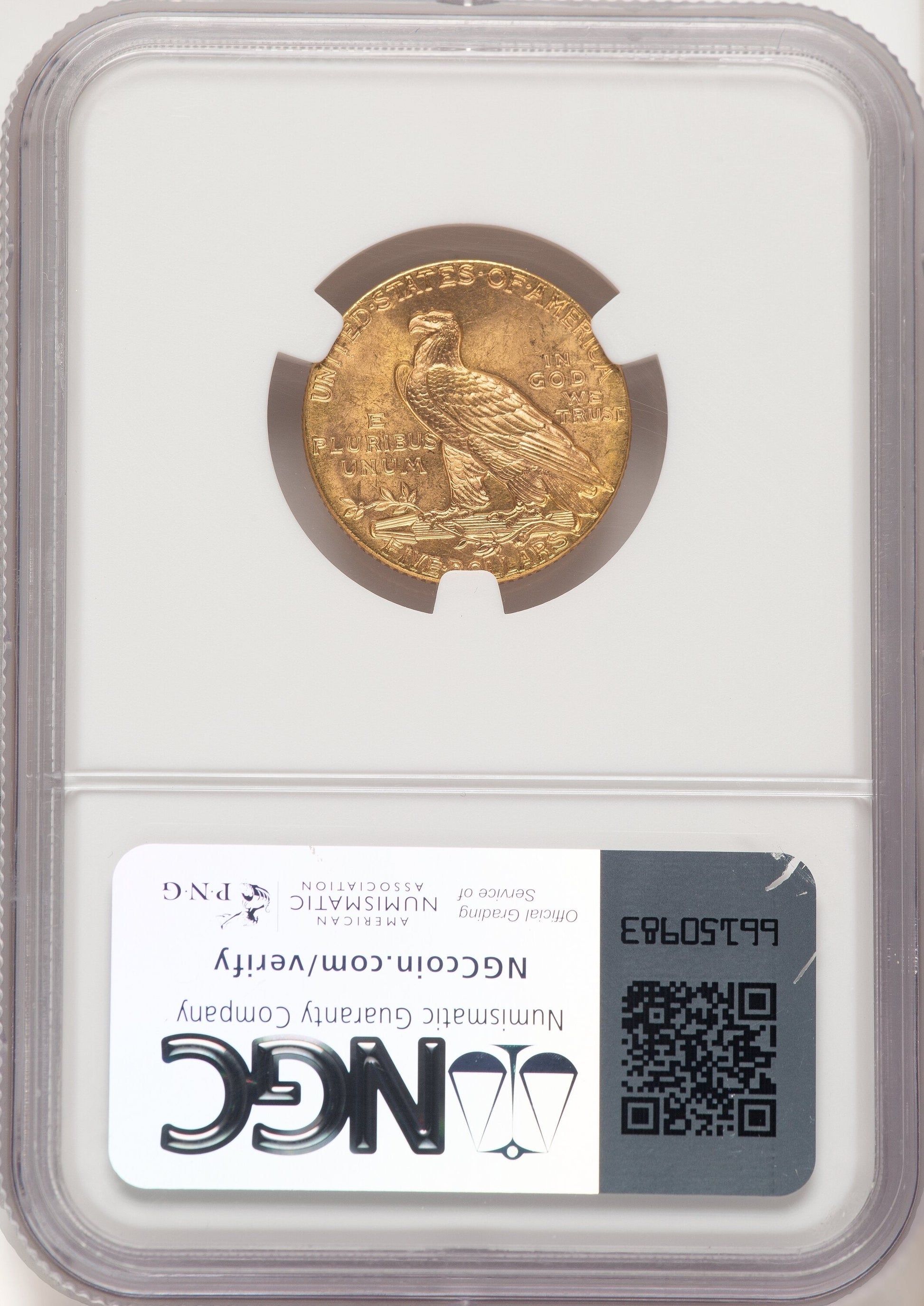 1909 $5 Indian Half Eagle NGC MS65