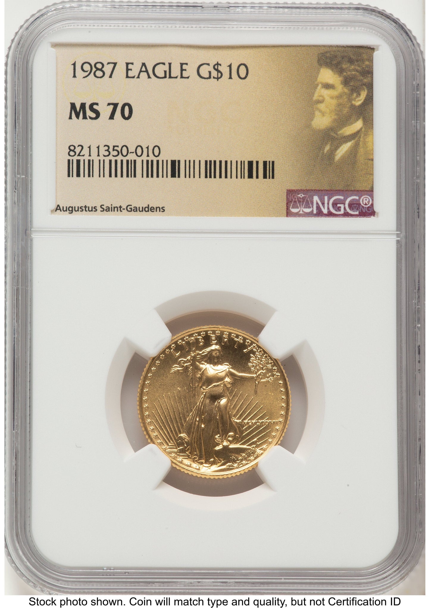 1987 Gold Eagle 1/4 oz Saint Gaudens Label NGC MS70