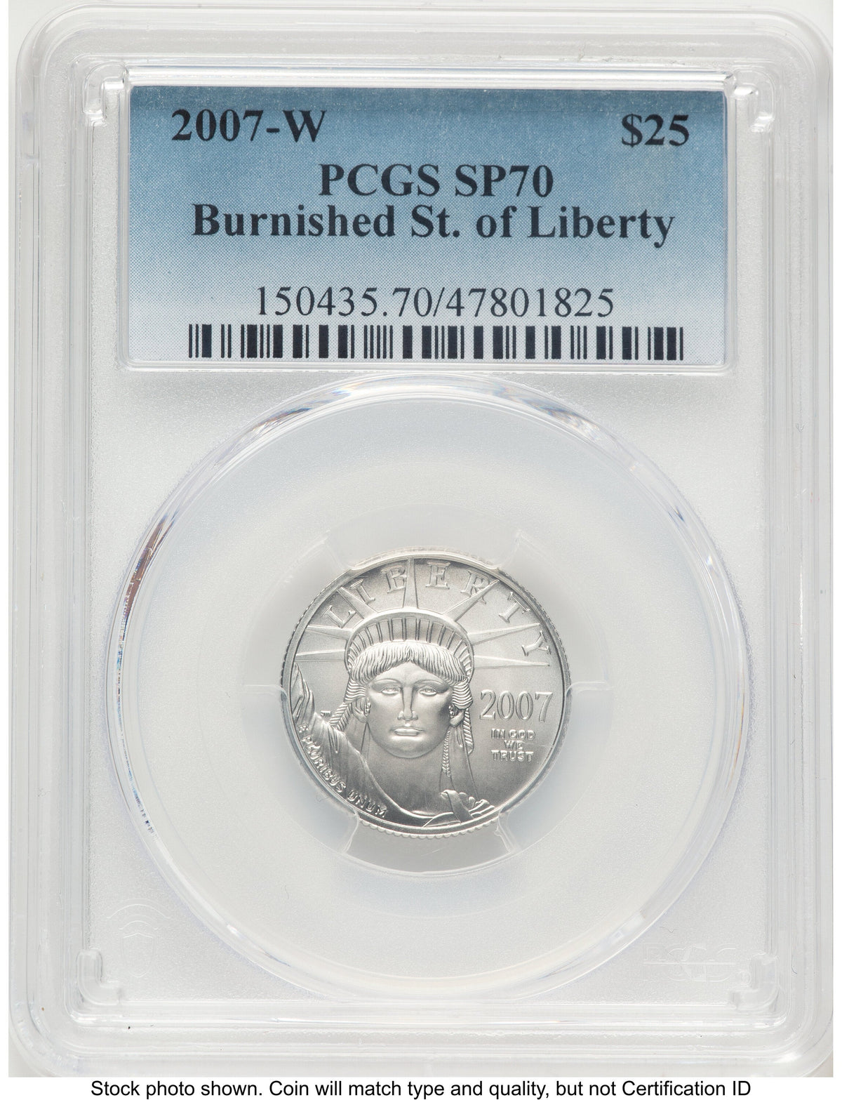 2007-W Burnished Platinum Eagle 1/4 oz Blue Gradient PCGS MS70
