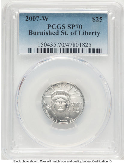 2007-W Burnished Platinum Eagle 1/4 oz Blue Gradient PCGS MS70