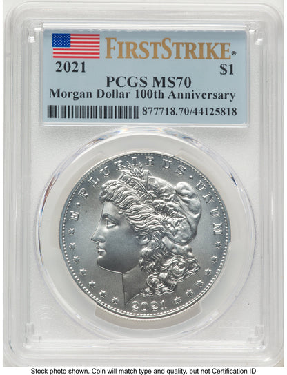 2021 6 Coin Morgan & Peace Dollar Set FS Flag PCGS MS70