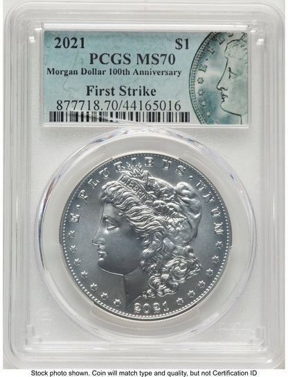 2021 6 Coin Morgan & Peace Dollar Set FS Morgan/Peace Label PCGS MS70