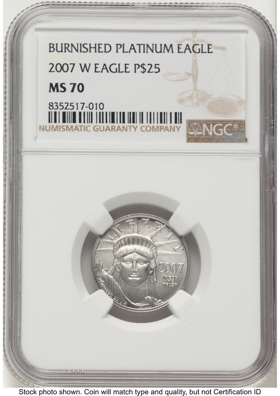 2007-W Burnished Platinum Eagle 1/4 oz Brown Label NGC MS70