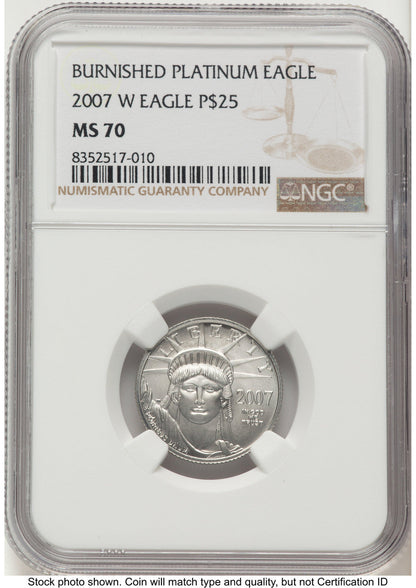 2007-W Burnished Platinum Eagle 1/4 oz Brown Label NGC MS70