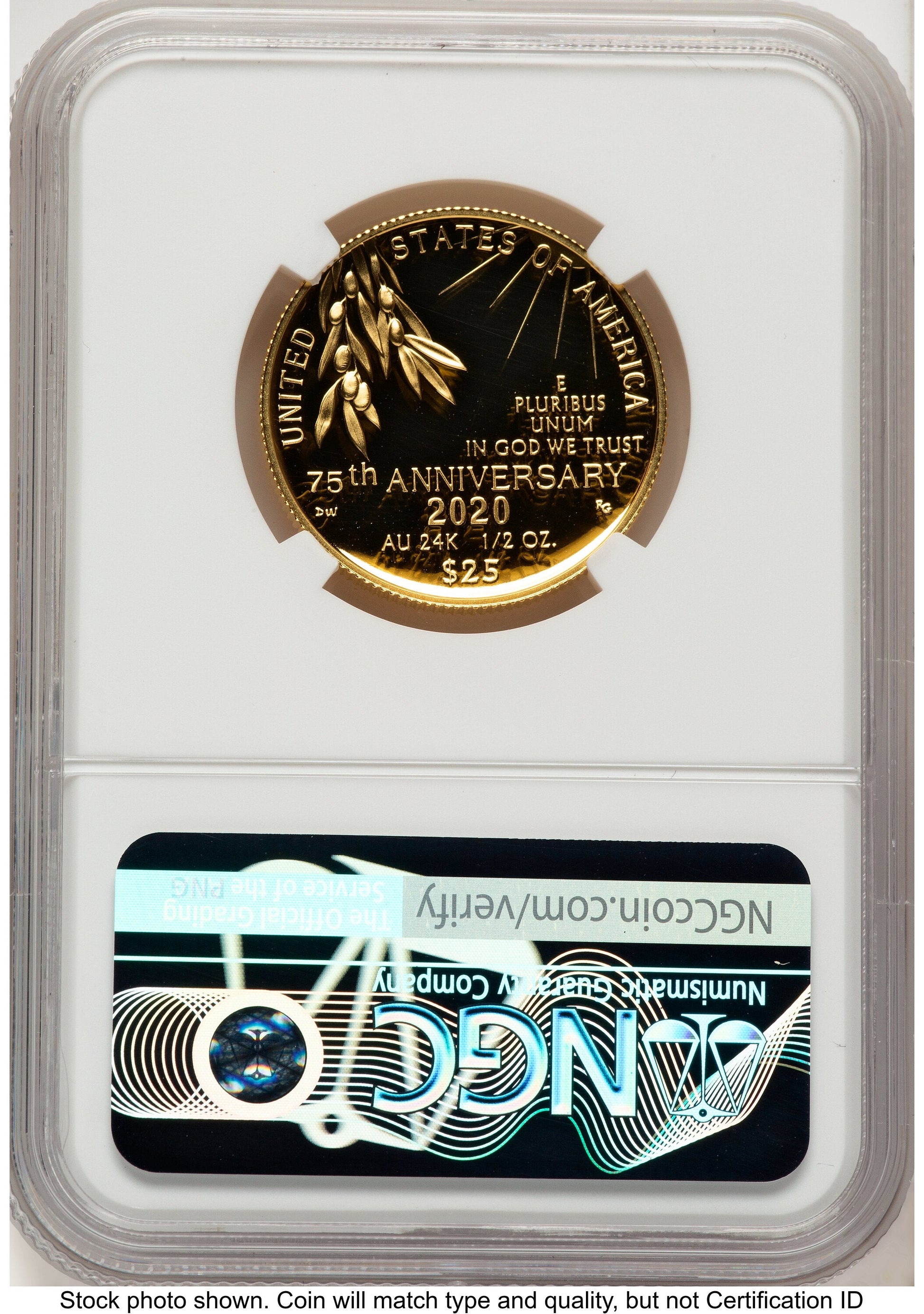2020-W 1/2 oz Proof Gold End of World War II 75th Anniversary FDI V-Day Label NGC PF70