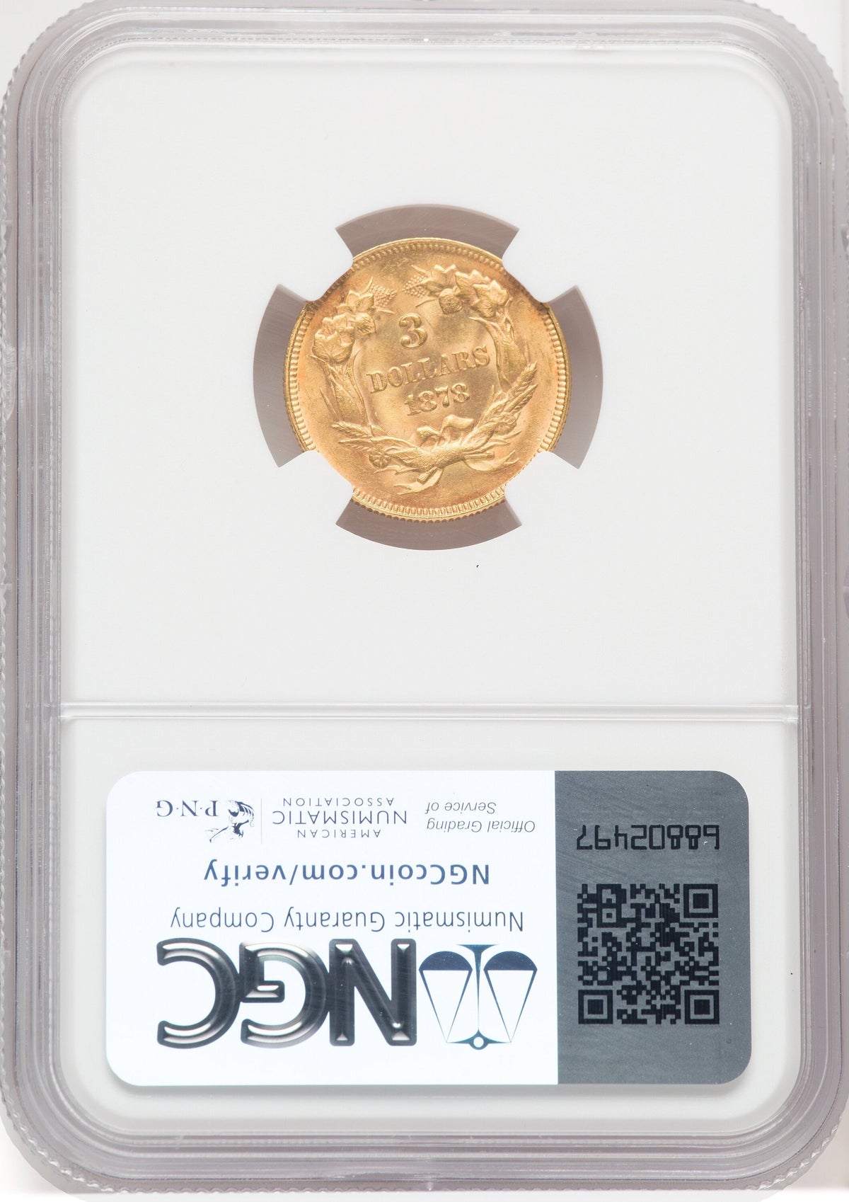 1878 $3 Three Dollar Gold Pieces NGC MS65