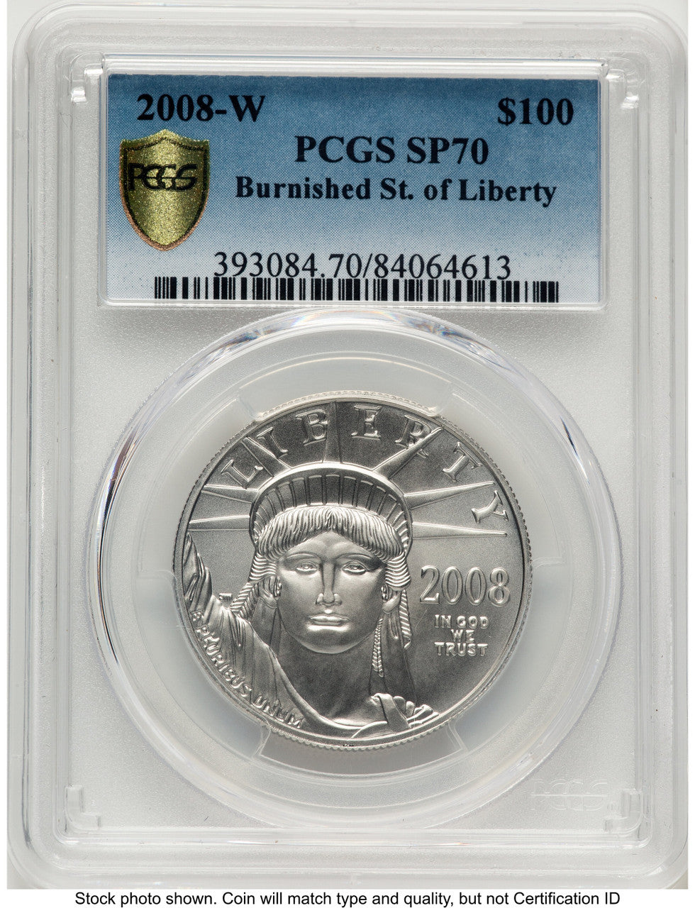 2008-W Burnished Platinum Eagle 1 oz Blue Gradient PCGS MS70