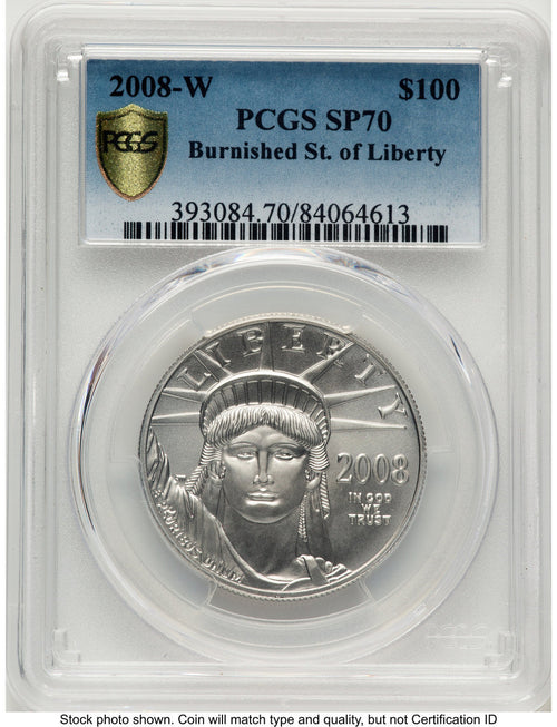 2008-W Burnished Platinum Eagle 1 oz Blue Gradient PCGS MS70